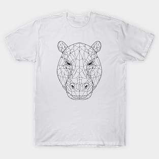 Geometric Hippopotamus: Abstract Line Art T-Shirt